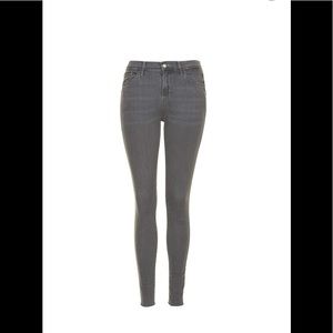 TOPSHOP Leigh Skinny Moto Ankle Jeans (Gray)